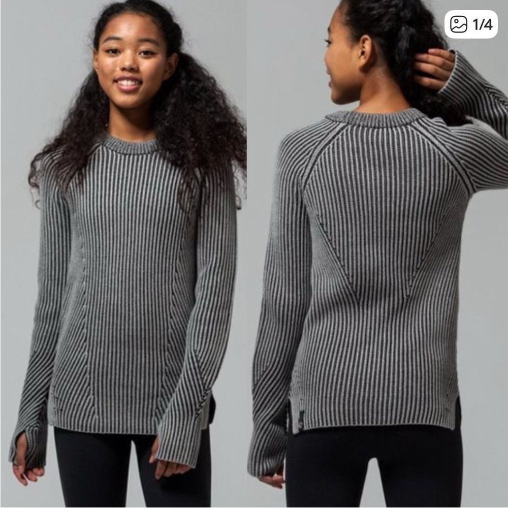 Ivivva Gray Ribbed Knit Snow Salutation Crewneck Sweater Size 10